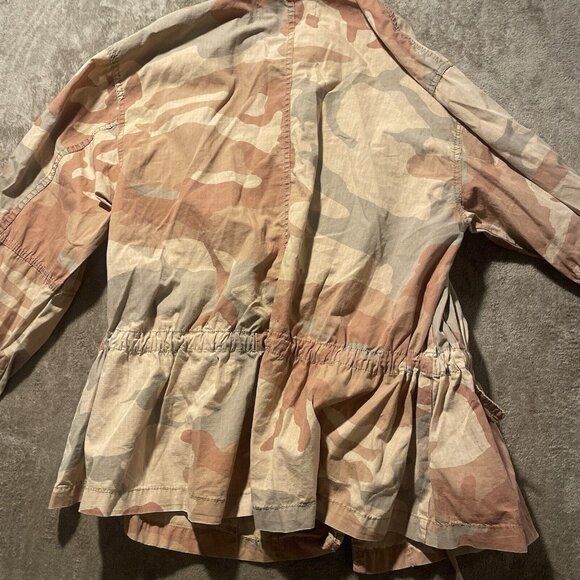 Free People Jacket Womens Sz Small Camouflage Lead The Way Tan Military Cinched - Picture 4 of 9
